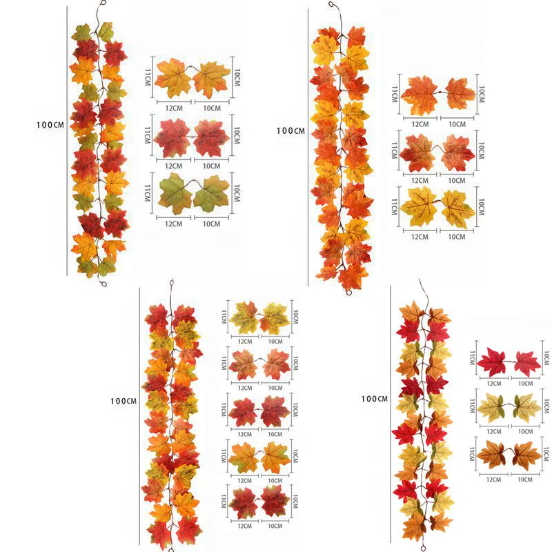 1/2Pcs Fall Wreaths 100Cm Hanging Silk Wreaths Artificial Fall Leaf Wreaths Thanksgiving Christmas Decor Home Fireplace Decor