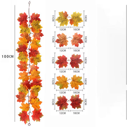 1/2Pcs Fall Wreaths 100Cm Hanging Silk Wreaths Artificial Fall Leaf Wreaths Thanksgiving Christmas Decor Home Fireplace Decor