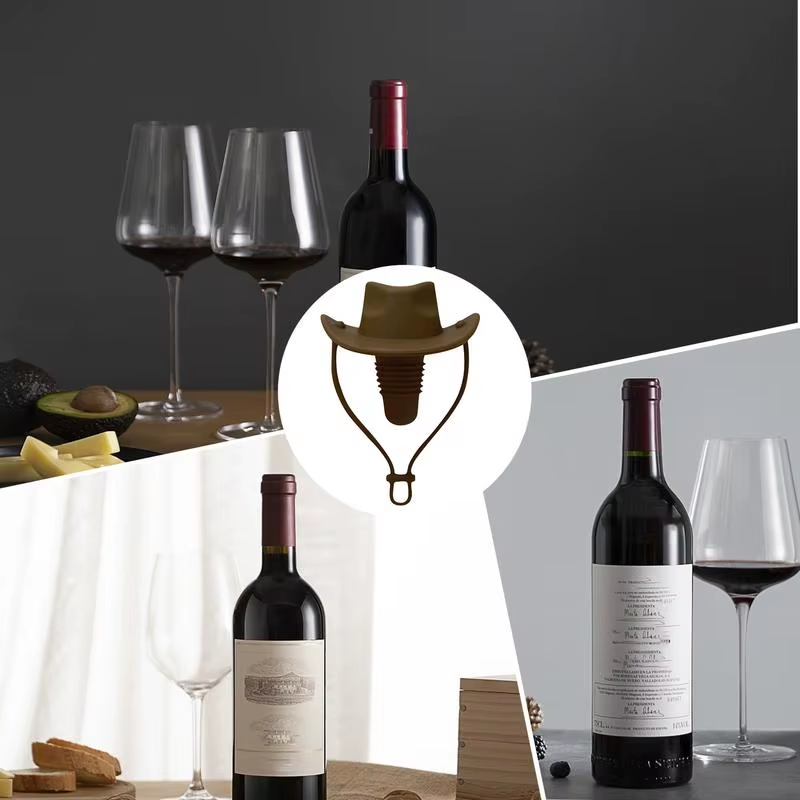 Wine Bottle Stoppers Silicone Champagne Bottle Cowboy Hat Funny Stopper Reusable Wine Preserver Beverage Preservation Wine