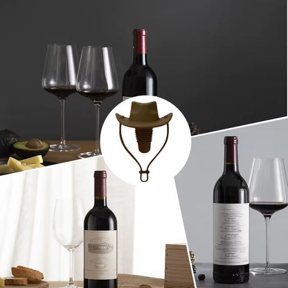 Wine Bottle Stoppers Silicone Champagne Bottle Cowboy Hat Funny Stopper Reusable Wine Preserver Beverage Preservation Wine