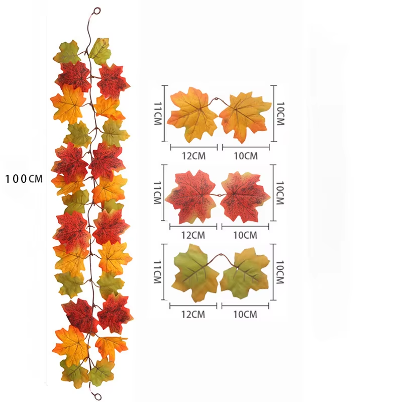 1/2Pcs Fall Wreaths 100Cm Hanging Silk Wreaths Artificial Fall Leaf Wreaths Thanksgiving Christmas Decor Home Fireplace Decor