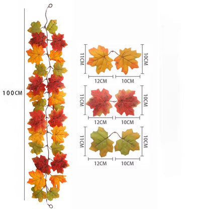 1/2Pcs Fall Wreaths 100Cm Hanging Silk Wreaths Artificial Fall Leaf Wreaths Thanksgiving Christmas Decor Home Fireplace Decor
