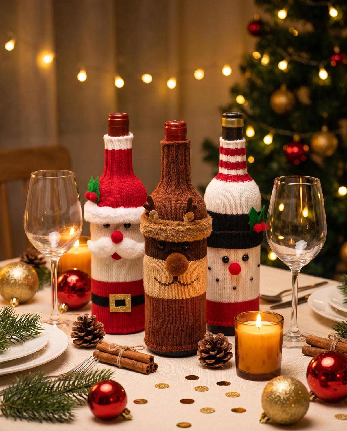 Weihnachtlicher Flaschenüberzug