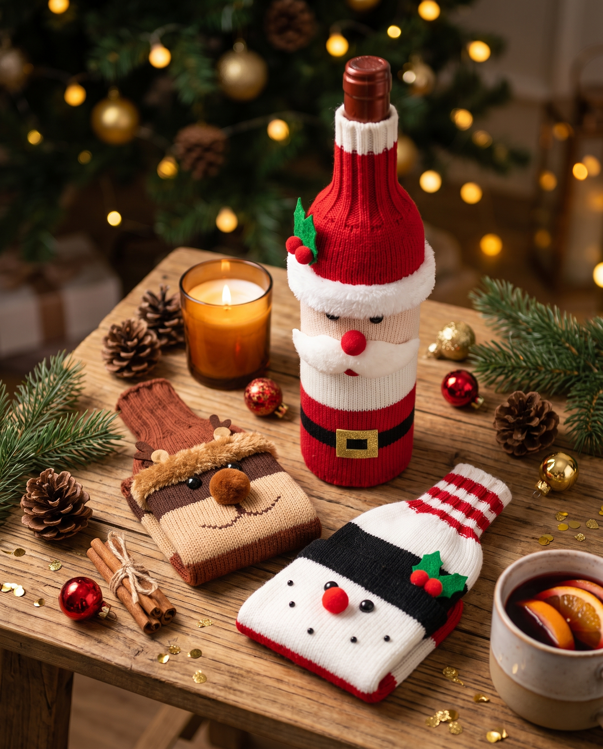 Weihnachtlicher Flaschenüberzug