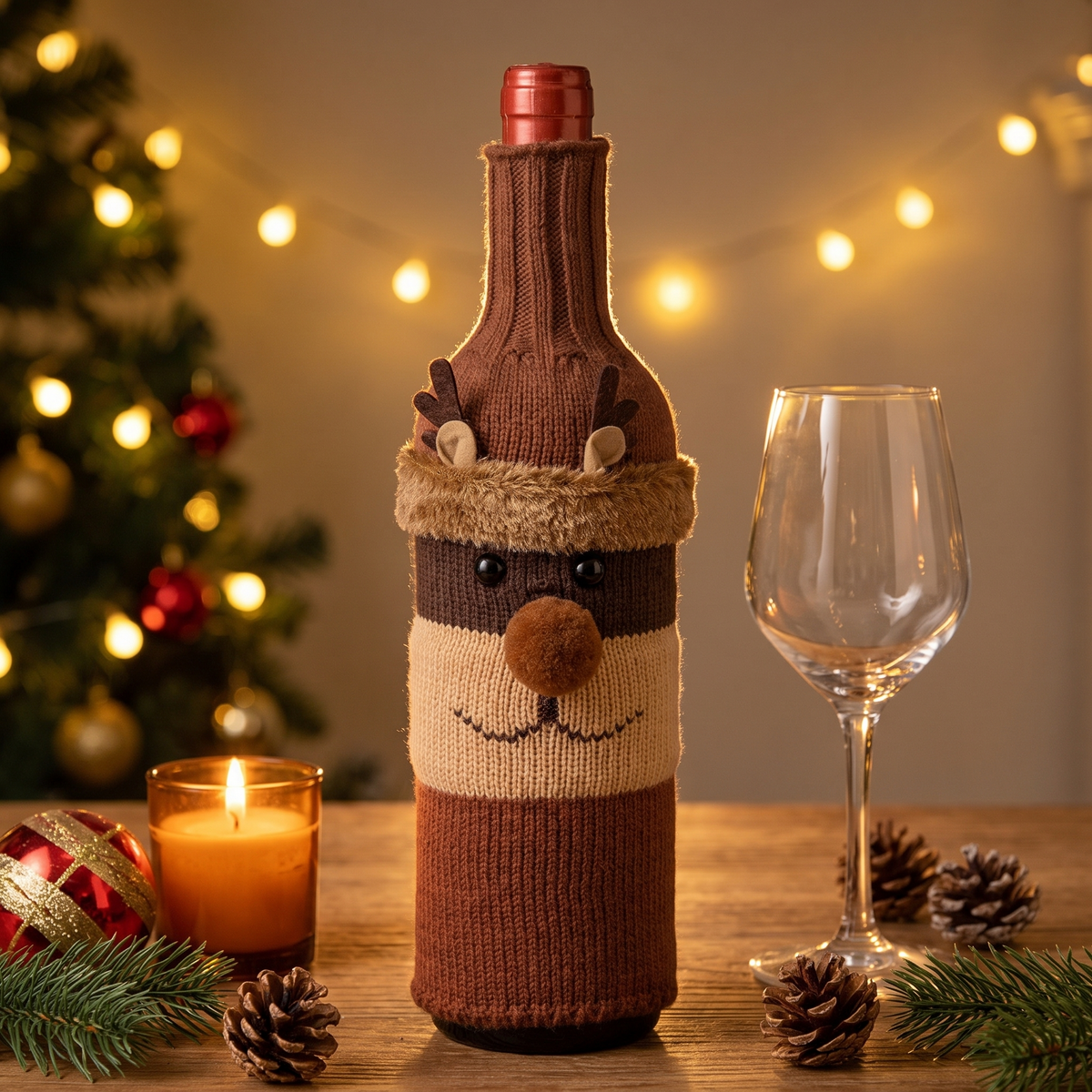 Weihnachtlicher Flaschenüberzug
