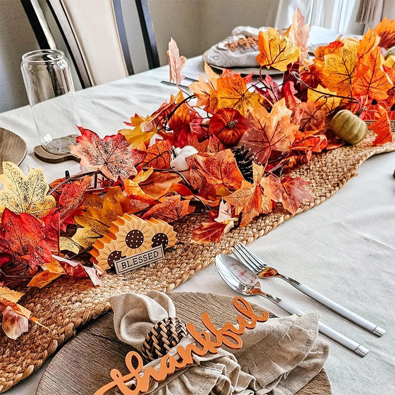 1/2Pcs Fall Wreaths 100cm Hanging Silk Wreaths Artificial Fall Leaf Wreaths Thanksgiving Christmas Decor Home Fireplace Decor