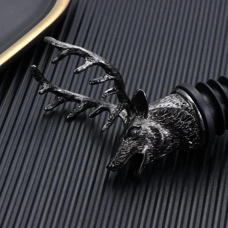 Zinc Alloy Wine Pourer and Bottle Stopper Deer Stag Head Shape Red Pourer Wine Cap Pouring Party Gifts
