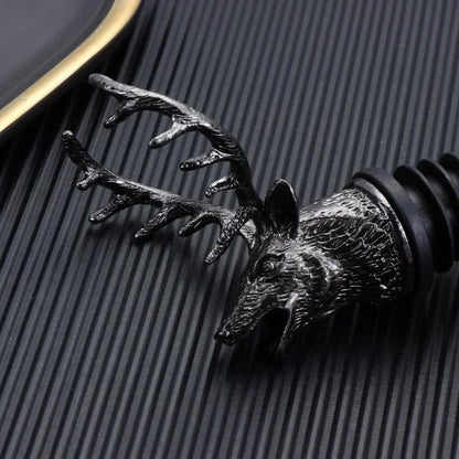 Zinc Alloy Wine Pourer and Bottle Stopper Deer Stag Head Shape Red Pourer Wine Cap Pouring Party Gifts