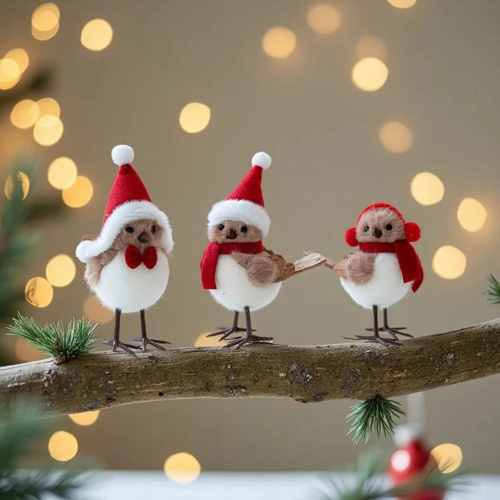 1/3PCS Christmas Foam Birds with Red Scarves Holiday Tree Decor Perfect for Home & Room Christmas Scenes Xmas Tree Pendants 2027