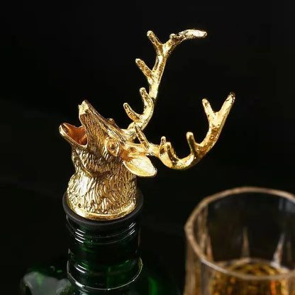 Zinc Alloy Wine Pourer and Bottle Stopper Deer Stag Head Shape Red Pourer Wine Cap Pouring Party Gifts