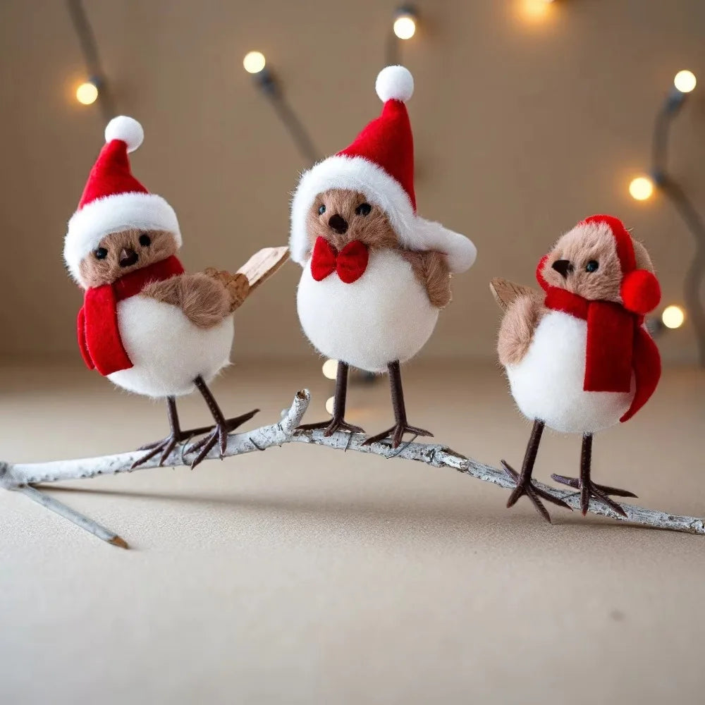 1/3PCS Christmas Foam Birds with Red Scarves Holiday Tree Decor Perfect for Home & Room Christmas Scenes Xmas Tree Pendants 2027
