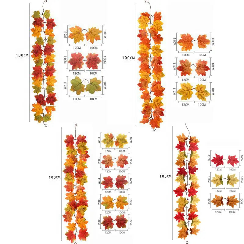 1/2Pcs Fall Wreaths 100cm Hanging Silk Wreaths Artificial Fall Leaf Wreaths Thanksgiving Christmas Decor Home Fireplace Decor