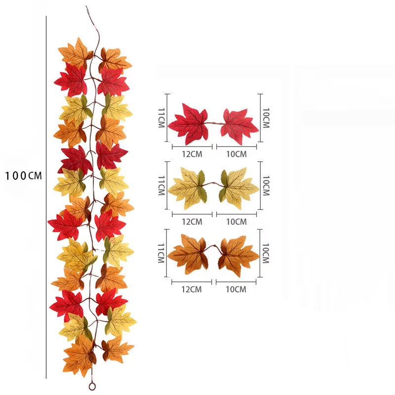 1/2Pcs Fall Wreaths 100Cm Hanging Silk Wreaths Artificial Fall Leaf Wreaths Thanksgiving Christmas Decor Home Fireplace Decor