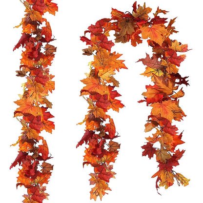 1/2Pcs Fall Wreaths 100Cm Hanging Silk Wreaths Artificial Fall Leaf Wreaths Thanksgiving Christmas Decor Home Fireplace Decor