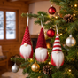 Weihnachtswichtel 3er-Set in Rot am Christbaum
