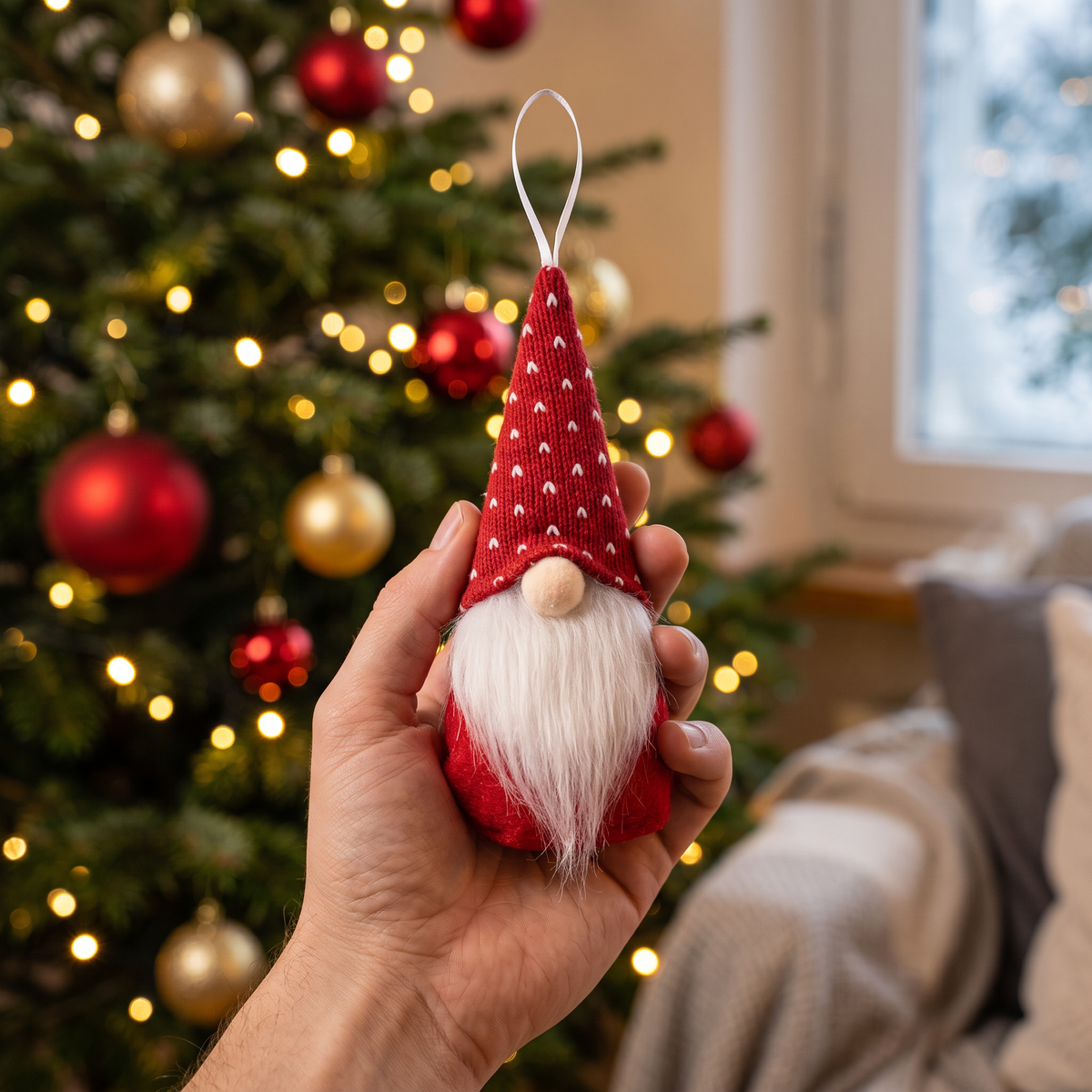 Weihnachtswichtel in der Hand gehalten – ca. 15 cm hoch